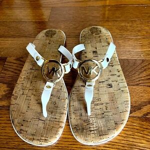 Michael Kors White and Gold Sandals